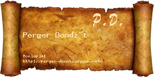 Perger Donát névjegykártya