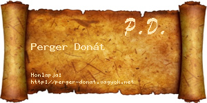 Perger Donát névjegykártya